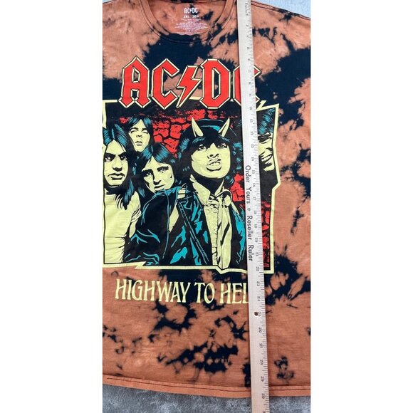 AC/DC Shirt Mens 2XL Highway to Hell Graphic Tee Bleach Tie Dye Rock Band Metal - Picture 6 of 8